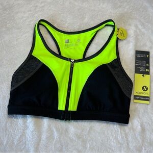 Xersion Women's Front Zip High Support Racer Back Sports Bra Sz M NWT